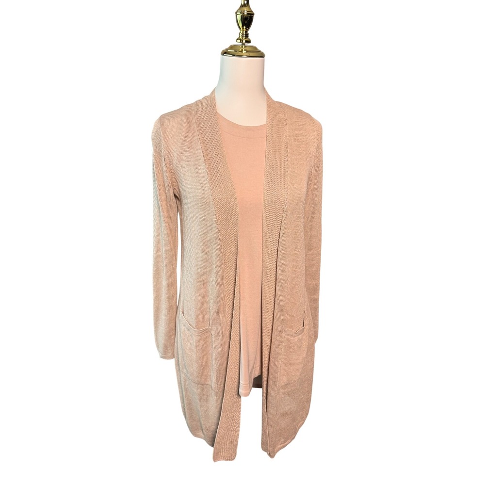 J.Jill XS Petite 2 Pc Tank Cardigan Set Linen Blend Wearever Blush Pink Casual